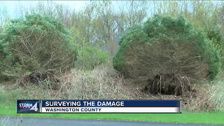 Surveying the damage after Washington County tornado