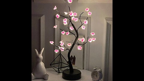 Table Tree Night Light USB/Battery Powered Touch Switch Artificial Bonsai Cherry Blossom