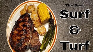 What's cooking with the bear? The best Surf and Turf cooked totally on the grill. #easymeal