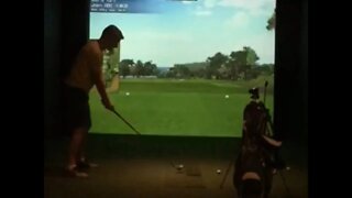 Just a slow motion swing on a golf simulator