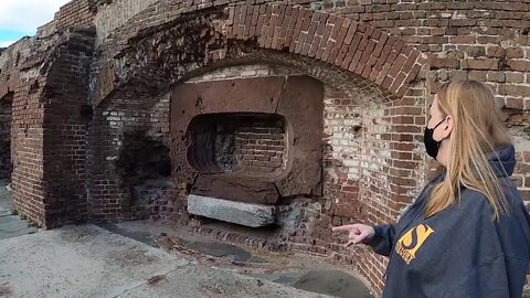 Artillery projectile found lodged in wall of Civil War FORT! Fort Sumter (Historic Tour)