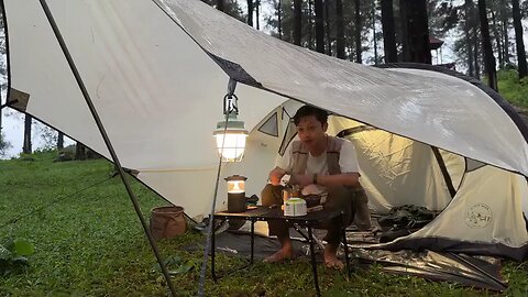 camping alone in the middle of the forest