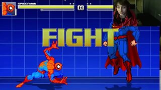 Spider Man VS Superman In An Epic Battle In The MUGEN Video Game With Live Commentary