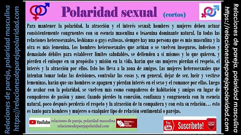 Polaridad sexual - masculino - femenina ♀ ♂ ⚤ Polaridad en una relación - mejorado