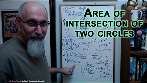 Calculating Area of Intersection Between Two Circles: Problem & Solution (9:50) [ASMR Math Geometry]