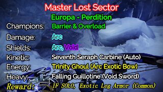 Destiny 2 Master Lost Sector: Perdition 12-1-21