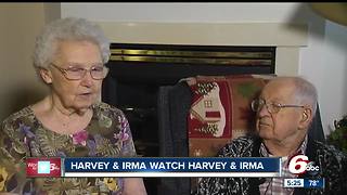 Elderly couple named Harvey and Irma watch Hurricanes Harvey and Irma hit the coast
