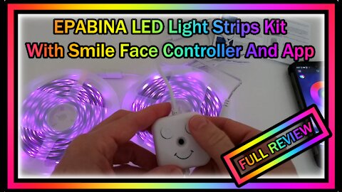 Epabina LED Strip Lights Lit for Bedroom 20ft / 40ft, Bluetooth with "Smile face" Controller REVIEW
