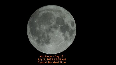 Moon Phase - July 3, 2023 12:51 PM CST (4rd Moon Day 13)