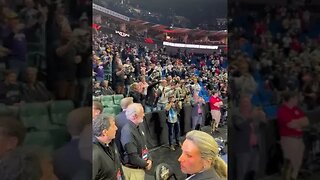 The walkout with President Donald Trump at the NCAA Wrestling Championship Finals.