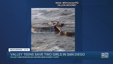 Valley teens save two girls from rough water in San Diego