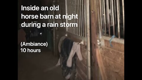 Inside An Old Horse Barn At Night During A Rain Storm