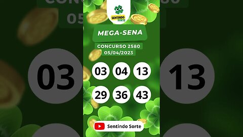 🍀 Resultado MEGA-SENA 2580 | 05/04/23 | Sentindo Sorte #shorts