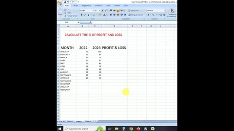 how to maintain loss and profit in Excel