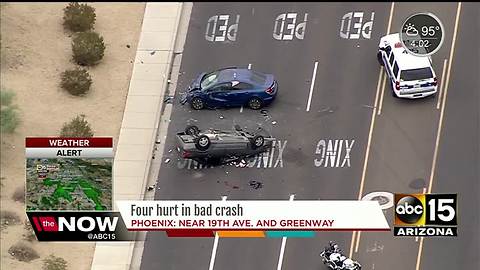 Four people taken to the hospital after a crash near 19th Ave and Greenway