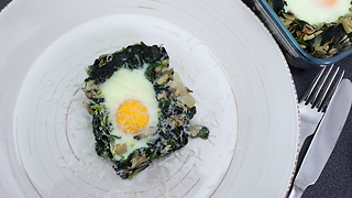Fried eggs in spinach nest recipe