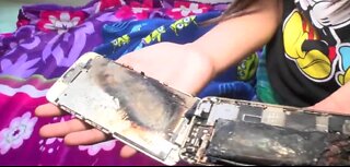 iPhone explodes in girl's bedroom