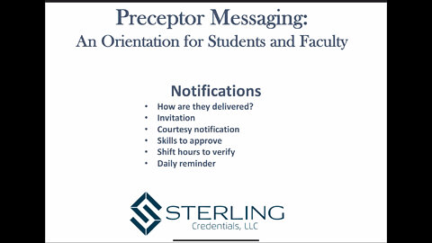 Preceptor Messaging—Detailed Review; Sterling Credentials