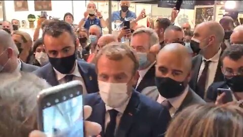 Protester Hits French President Macron With An Egg