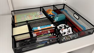 Expandable Desk Drawer Organizer Tray with 7 Adjustable Compartments for Home School, Office, Makeup