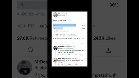 Elon & Mr Beast discussing Twitter vine vs tiktok #shorts