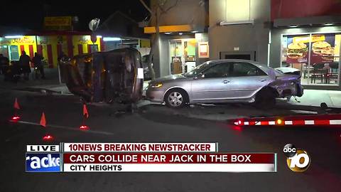 Cars collide near Jack In The Box