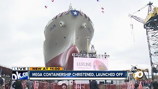 Mega containership christened, launched off