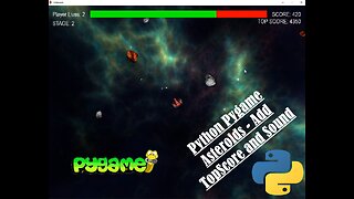 Asteroids - 11 - Adding Top Score Files and Sound | Python | Pygame | Walkthrough | Coding