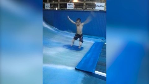 Kid Fails At Wave Surfing