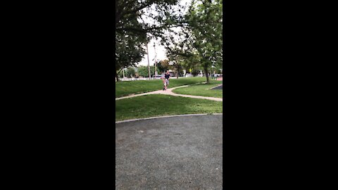 Three people riding an electric scooter at the same time!