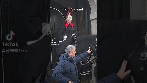 Queen's guards versus King's guards getboff the reins #horseguardsparade