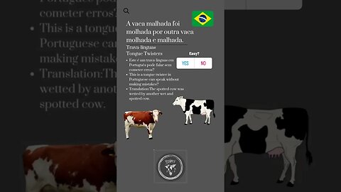 🇧🇷 Tongue Twisters in Portuguese/Trava-linguas em português-A vaca malhada foi molhada por outra ...