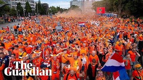 Netherlands fans dance in the streets ofHamburg ahead of first Euro 2024 match