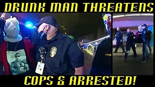 Drunk Man at Airport Threatens Cops & is Arrested but Won't Go Quietly!