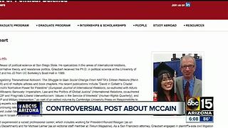 Professor under fire for controversial post about Sen. John McCain