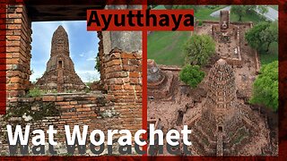 Wat Worachet Temple - With Drone Footage - Ayutthaya Thailand 2024