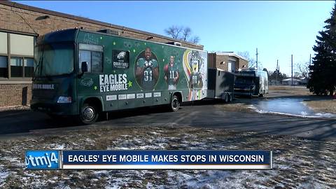 Philadelphia Eagles "Eye Mobile" stops by Racine's Horlick High School