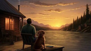 Sunset Pier Meditation for Relaxation, Sleep, and Study with Man and Dog|Calm and Peaceful Ambiance