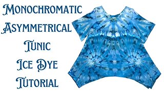 Tie-Dye Designs: Monochromatic Asymmetrical Tunic with Flare Sleeves Incline Ice Dye