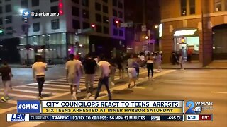 Six arrested after hundreds of juveniles gather at Inner Harbor Saturday night
