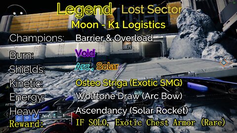 Destiny 2 Legend Lost Sector: Moon - K1 Logistics 5-17-22