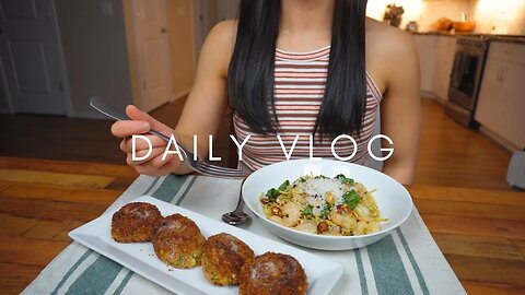 Sub-Vlog | Living Alone Diaires | Gnocchi, pasta, corn fritters, corn mochi cake | ASMR | Mukbang