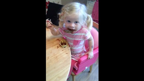 Cute Little Girl Denies Eating Chocolate