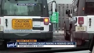 Milwaukee Parking Enforcement Officers found parked in electric vehicle spot