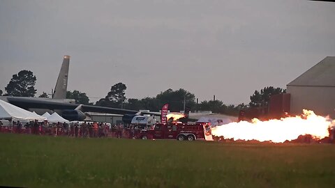 Aftershock, a jet-engine firetruck, performs du at Barksdale Air Force Base's Show. WTF?