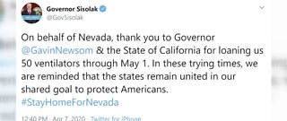 UPDATE: Nevada received ventilators from California