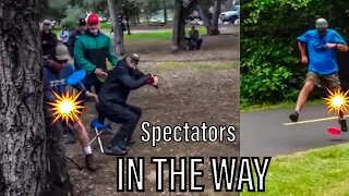 Disc Golf Spectators - In The Way & Getting Hit With Discs Compilation