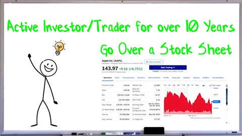 10+ YEAR INVESTOR TRADER: How to Go over a Stock Sheet at Yahoo Finance