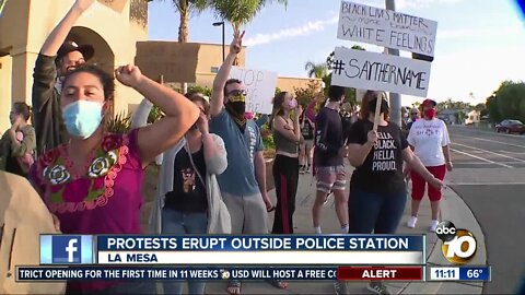 Protest erupts outside police station