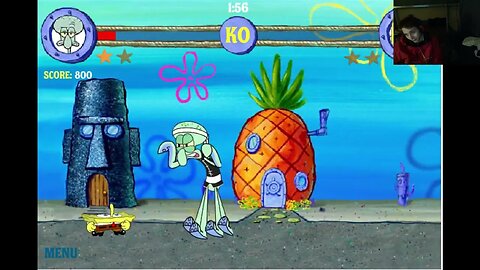 Squidward VS SpongeBob SquarePants In A Nickelodeon SpongeBob SquarePants Reef Rumble Battle